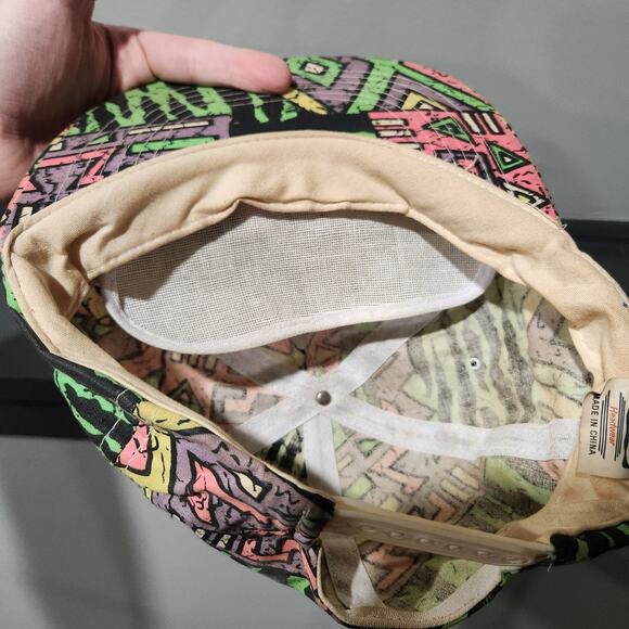 VTG 80s 90s McDonald's Neon Aztec Print Geometric Graffiti Snapback Hat Cap - Picture 12 of 14